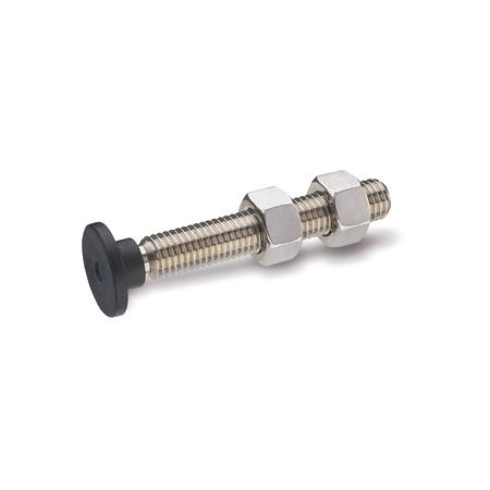 Otto Ganter Stainless Steel Toggle Clamp Spindle Assembly with Swivel Plastic Thrust Pad, GN 903